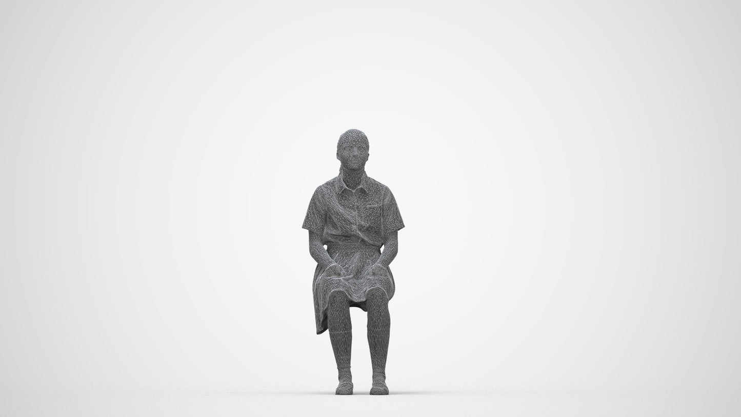 realistic 3D human girl kids, archviz people FBX OBJ for Blender, wireframe back view