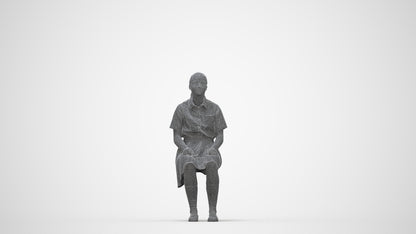 realistic 3D human girl kids, archviz people FBX OBJ for Blender, wireframe back view