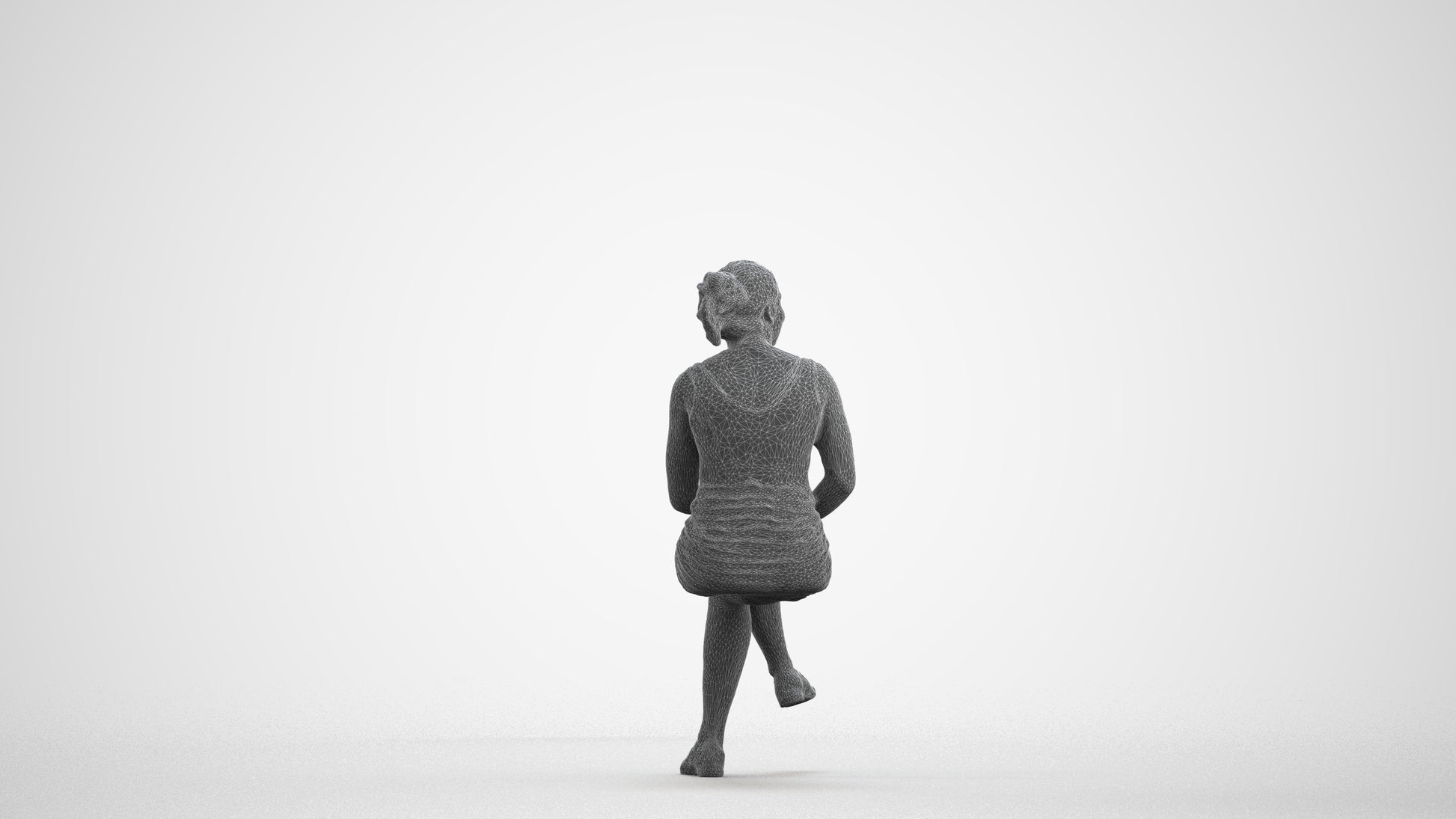 realistic 3D human girl casual kids, archviz people FBX OBJ for Blender, wireframe front view