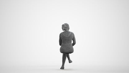 realistic 3D human girl casual kids, archviz people FBX OBJ for Blender, wireframe front view