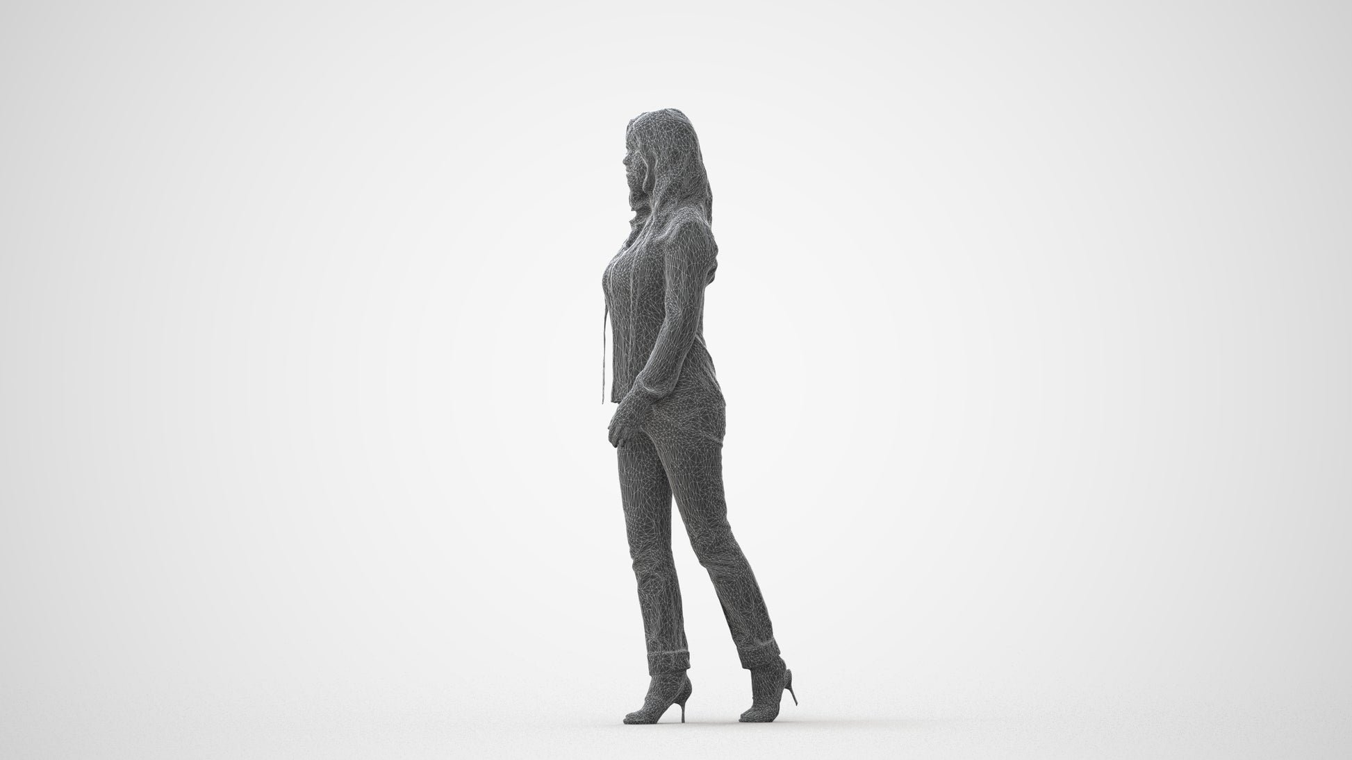 realistic 3D human woman casual walking, archviz people FBX OBJ for Blender, square thumbnail