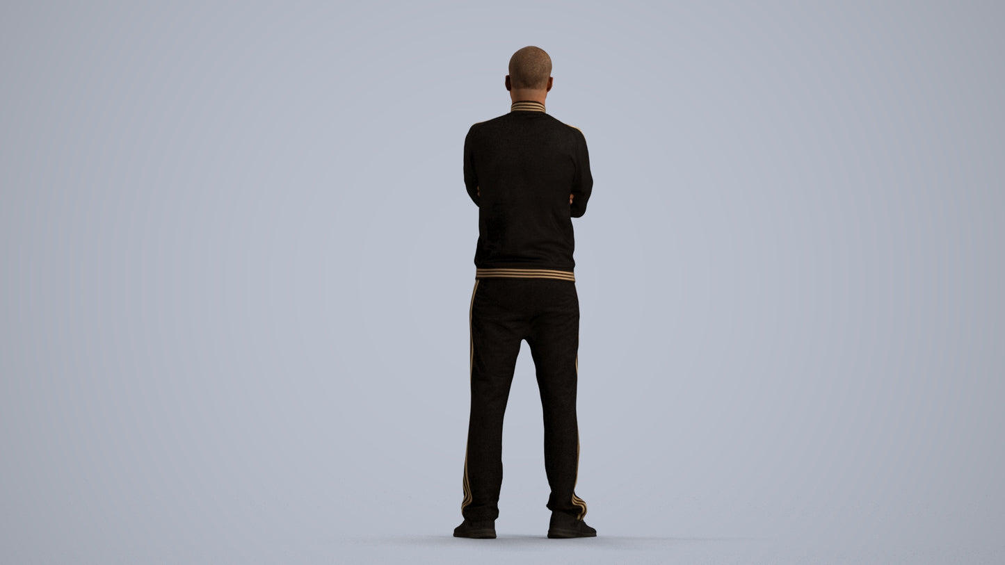 scanned 3D man standing, photogrammetry people for Enscape and V-Ray, front view render