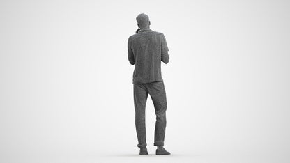 photogrammetry 3D man casual standing, realistic human model archviz FBX, wireframe front view