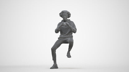 realistic 3D people man casual sitting, render-ready for V-Ray and Corona, FBX OBJ, three-quarter front view render