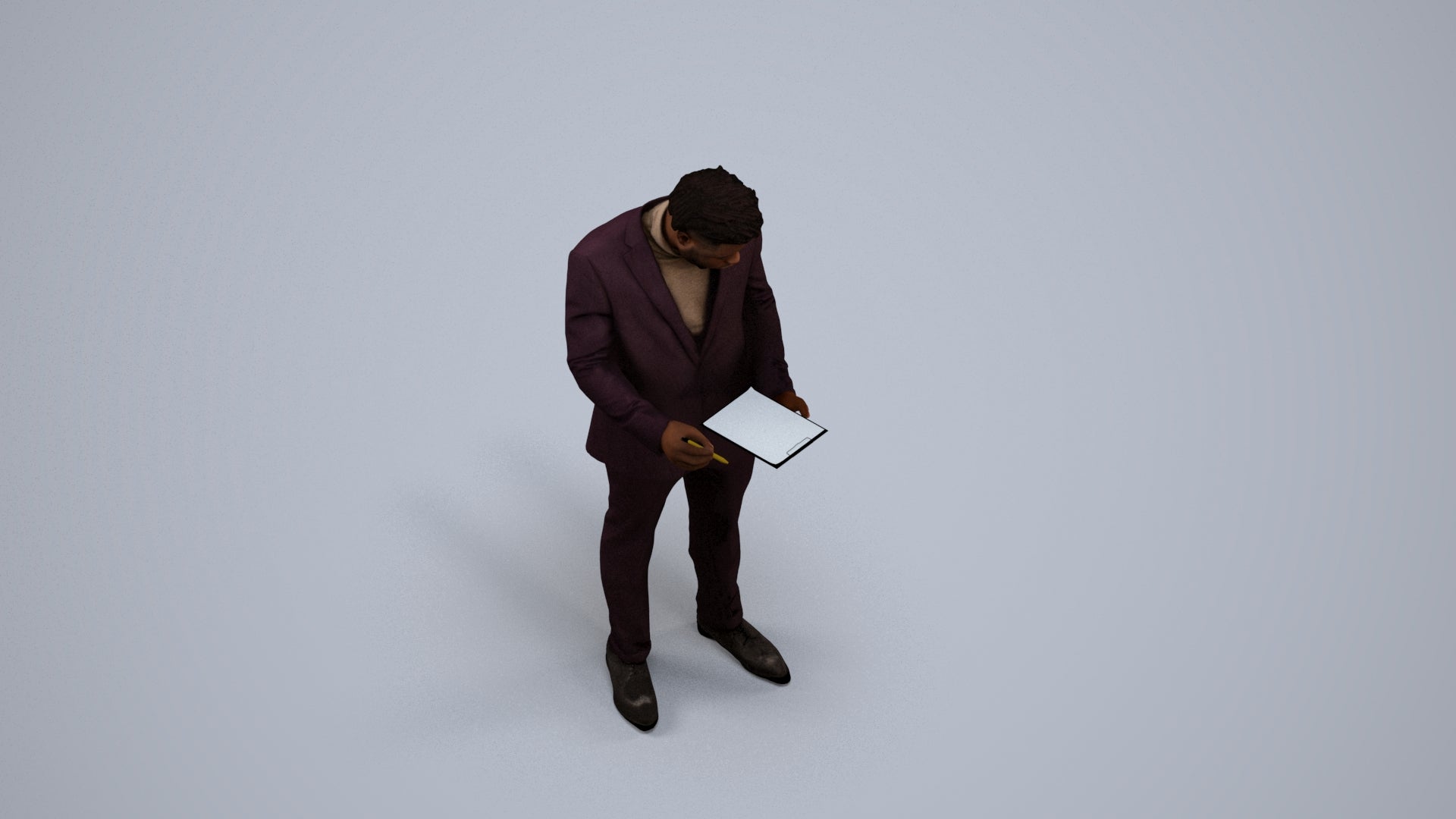 realistic 3D man business, scanned archviz people for Blender and 3ds Max, back view render