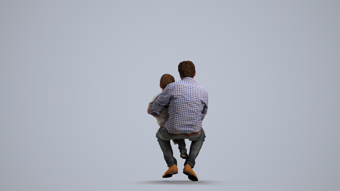 3D people model boy casual kids, scanned human for 3ds Max rendering, front view render