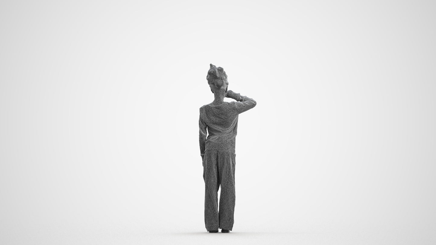 realistic 3D girl kids, scanned archviz people for Blender and 3ds Max, wireframe front view
