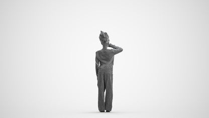 realistic 3D girl kids, scanned archviz people for Blender and 3ds Max, wireframe front view