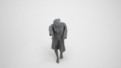 photogrammetry 3D woman bathroom, realistic human model archviz FBX, wireframe three-quarter view
