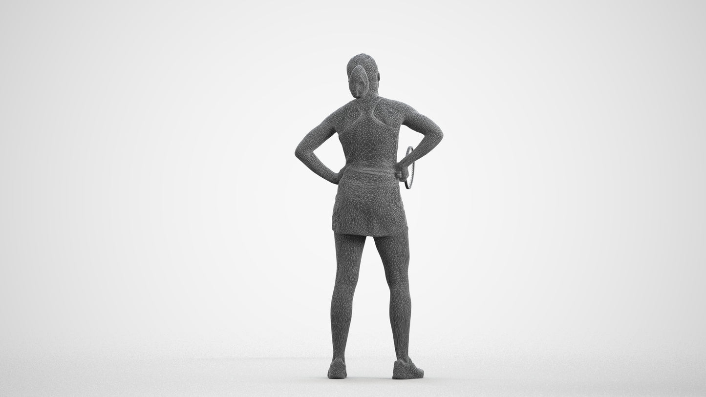 realistic 3D girl sport, scanned archviz people for Blender and 3ds Max, wireframe front view