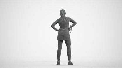 realistic 3D girl sport, scanned archviz people for Blender and 3ds Max, wireframe front view