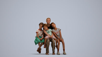 3D scanned girl kids casual, photorealistic archviz people for Enscape and SketchUp, standing pose render