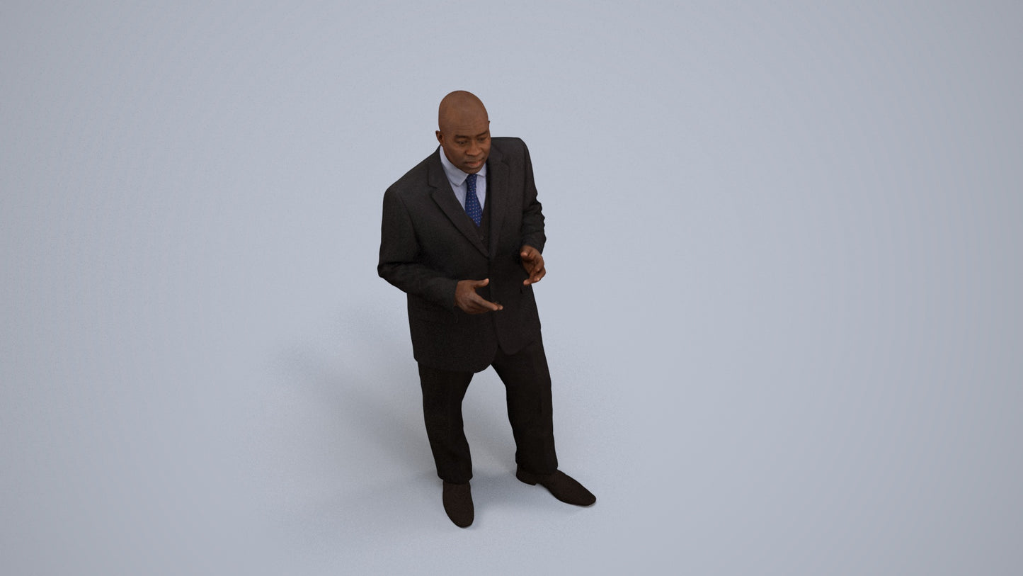 realistic 3D person business shopping, scanned archviz people for Blender and 3ds Max, back view render