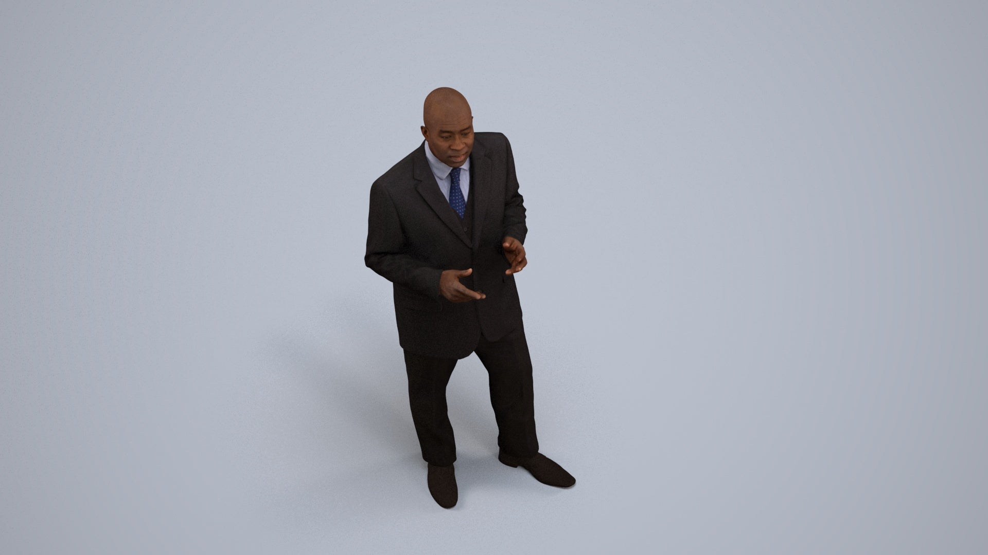 realistic 3D person business shopping, scanned archviz people for Blender and 3ds Max, back view render