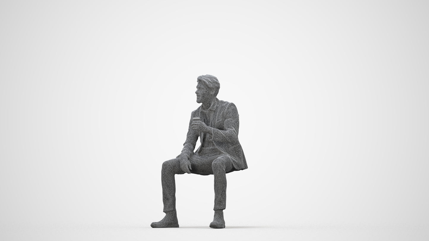 photogrammetry 3D man business, realistic human model archviz FBX, wireframe back view