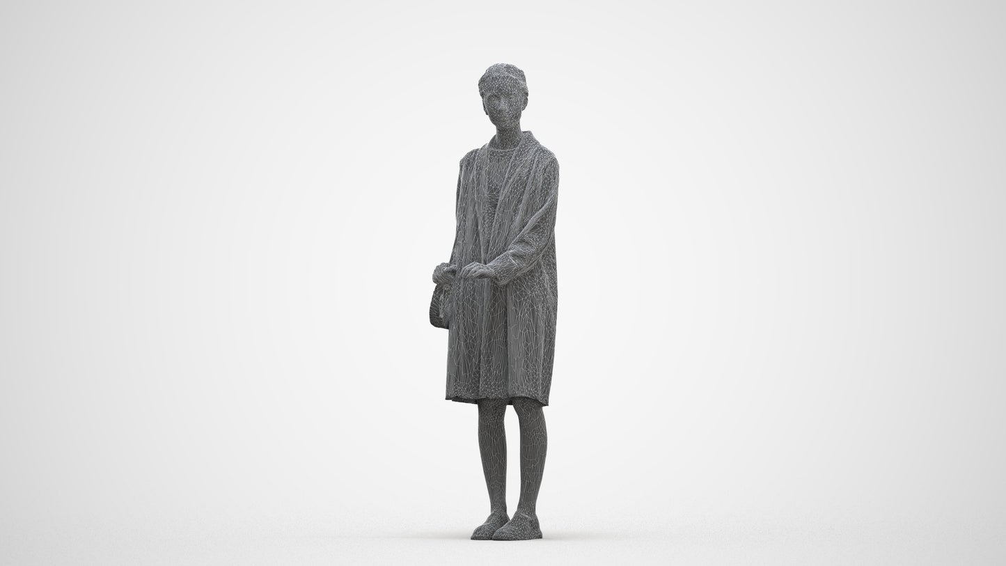 3D people model woman casual standing, scanned human for 3ds Max rendering, three-quarter front view render