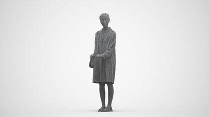 3D people model woman casual standing, scanned human for 3ds Max rendering, three-quarter front view render