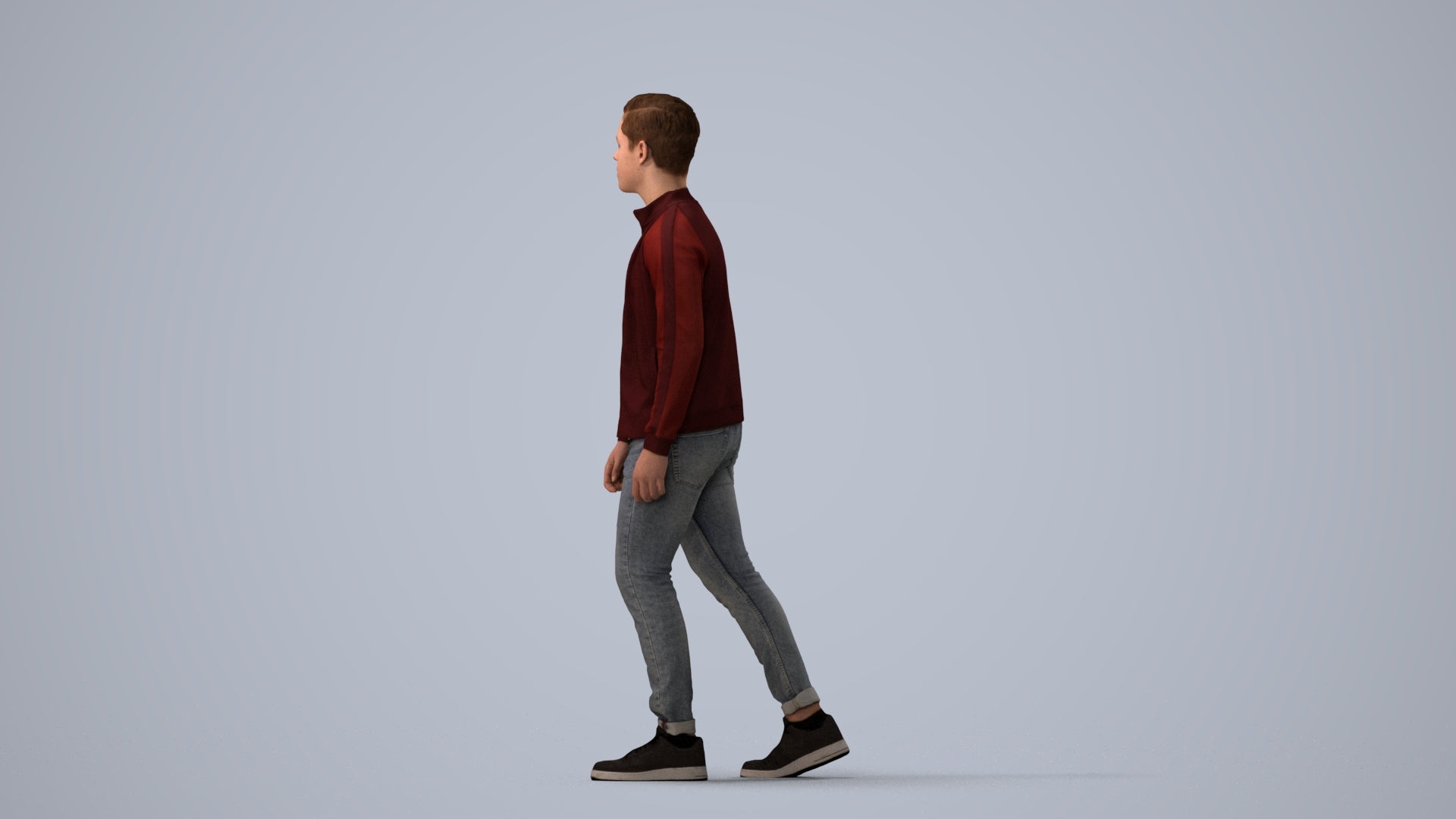 realistic 3D boy casual kids, scanned archviz people for Blender and 3ds Max, three-quarter view render