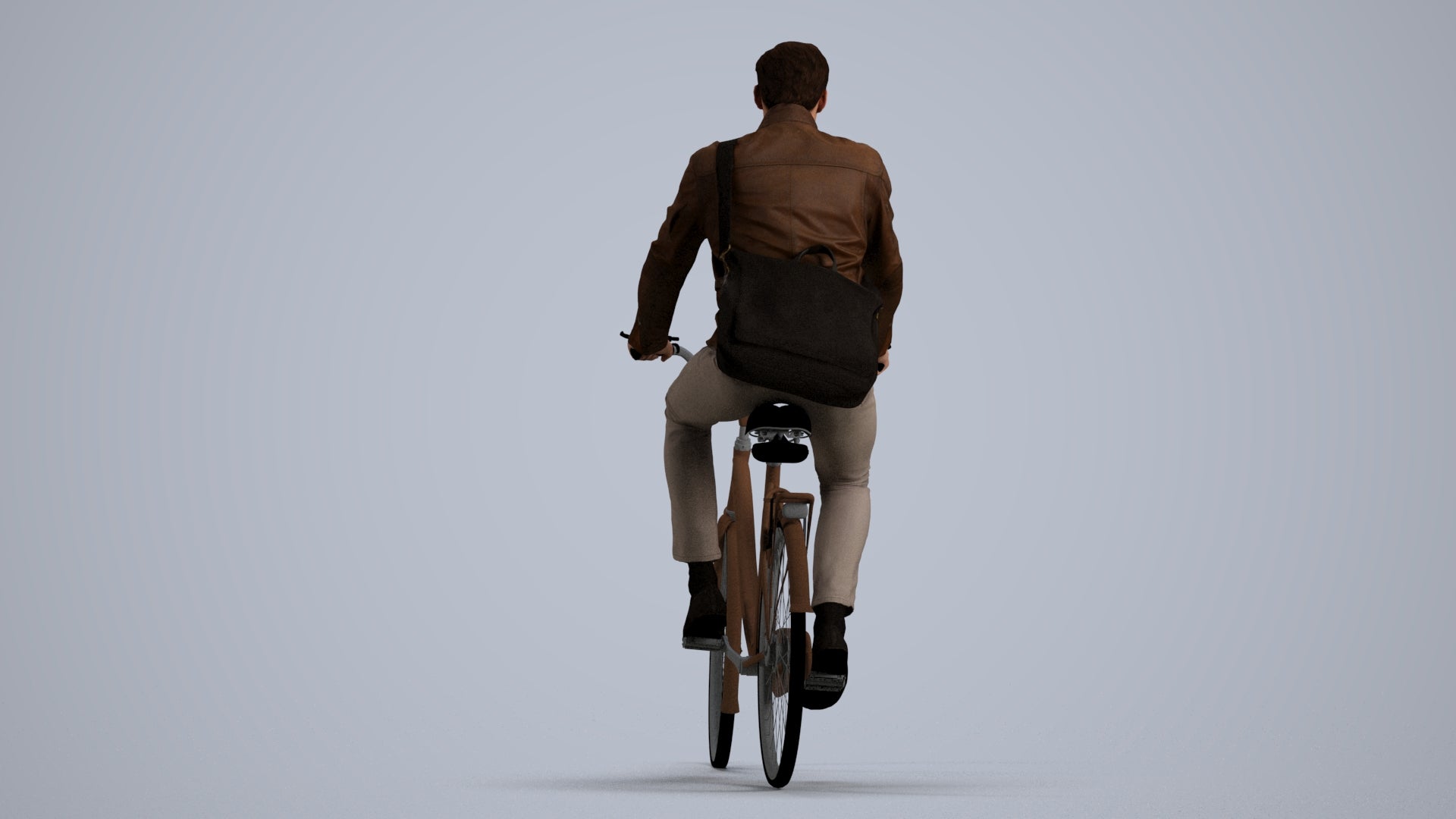 realistic 3D man casual cycling, scanned archviz people for Blender and 3ds Max, front view render