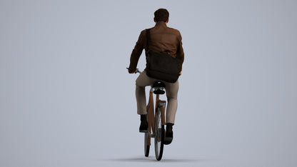 realistic 3D man casual cycling, scanned archviz people for Blender and 3ds Max, front view render