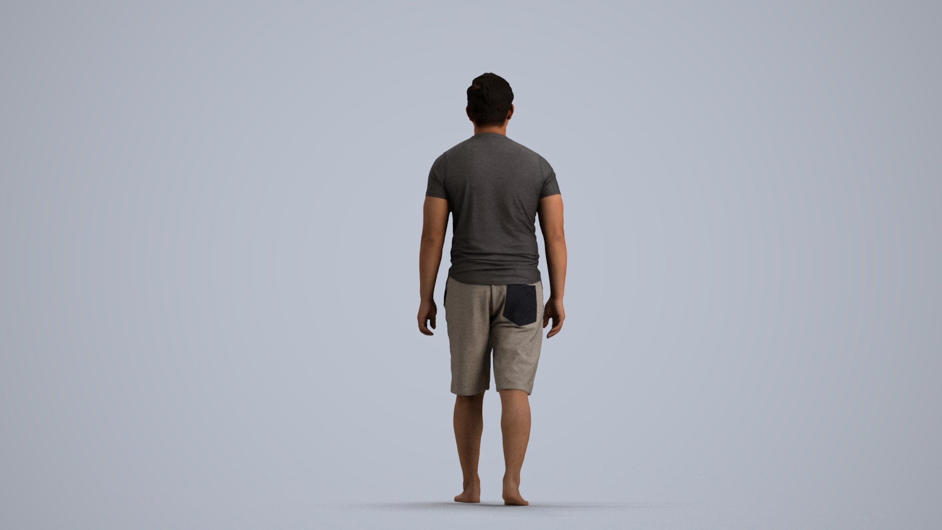 3D human model man sport walking, photogrammetry scanned person for archviz, front view render