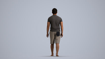 3D human model man sport walking, photogrammetry scanned person for archviz, front view render