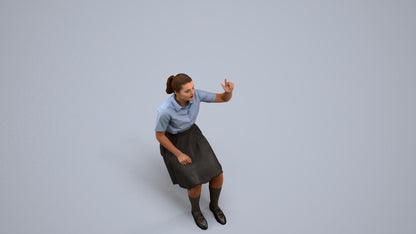 3D human model girl kids, photogrammetry scanned person for archviz, back view render