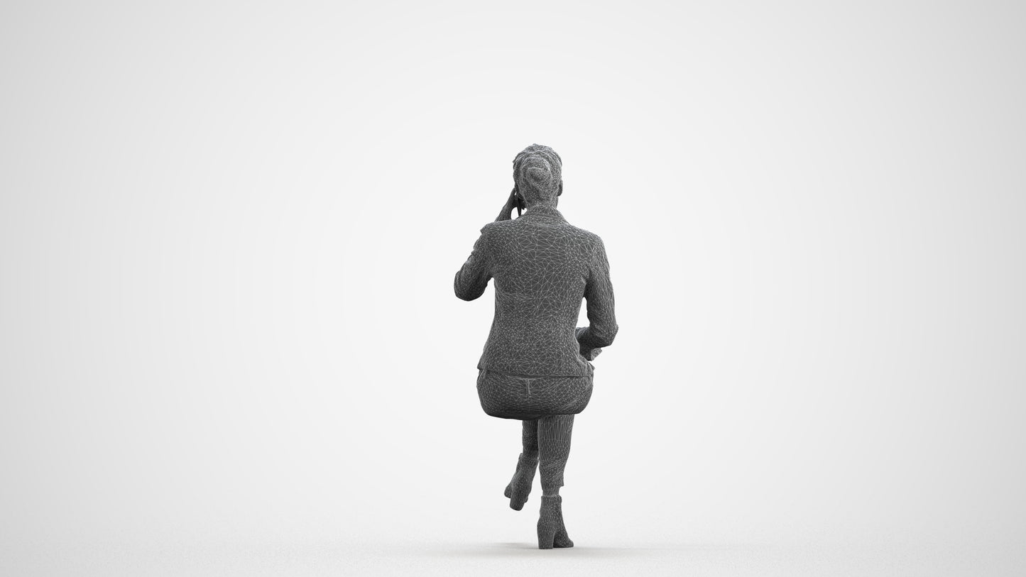 photogrammetry 3D woman business, realistic human model archviz FBX, wireframe front view
