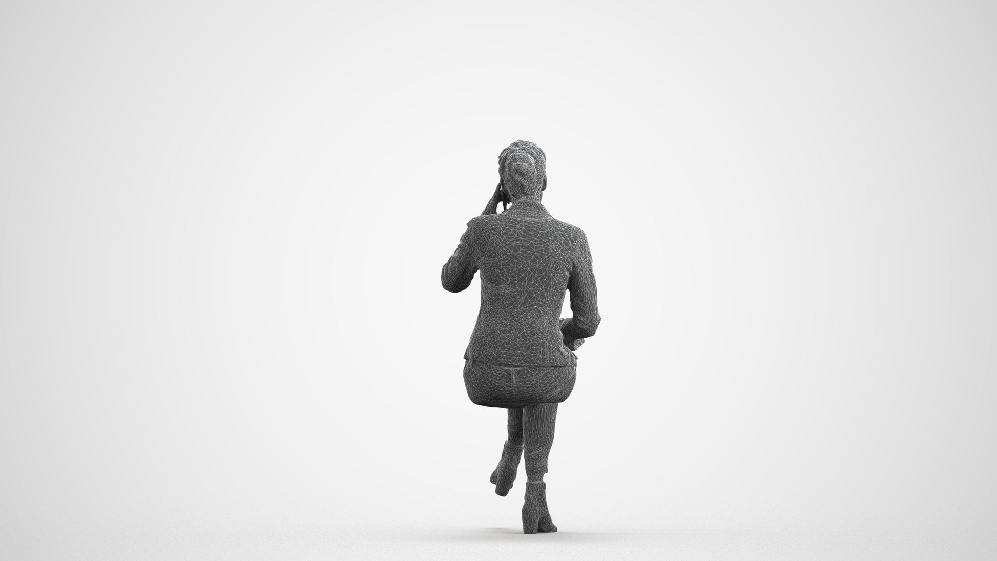 photogrammetry 3D woman business, realistic human model archviz FBX, wireframe front view