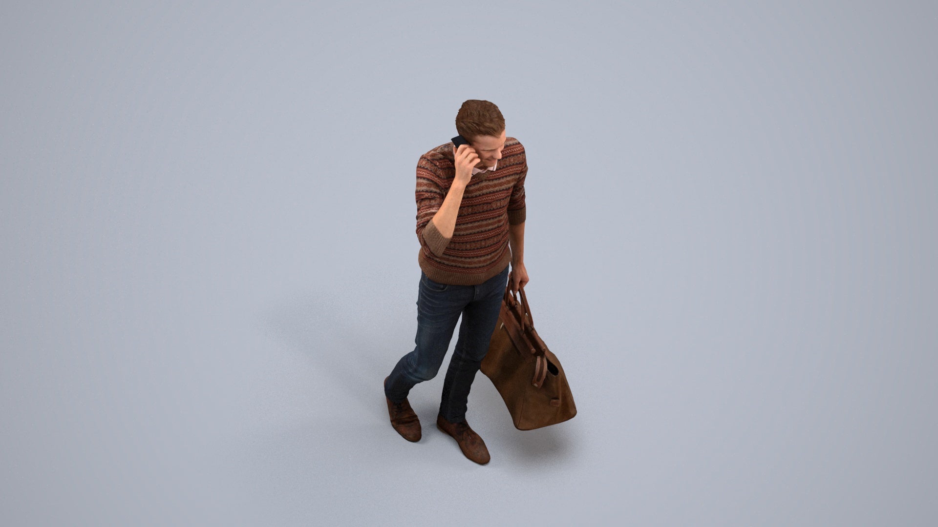 photogrammetry 3D man casual standing, realistic human model archviz FBX, back view render