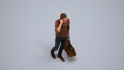 photogrammetry 3D man casual standing, realistic human model archviz FBX, back view render