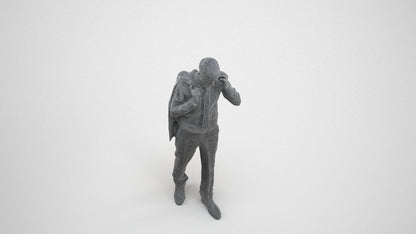 realistic 3D man business, scanned archviz people for Blender and 3ds Max, wireframe three-quarter view
