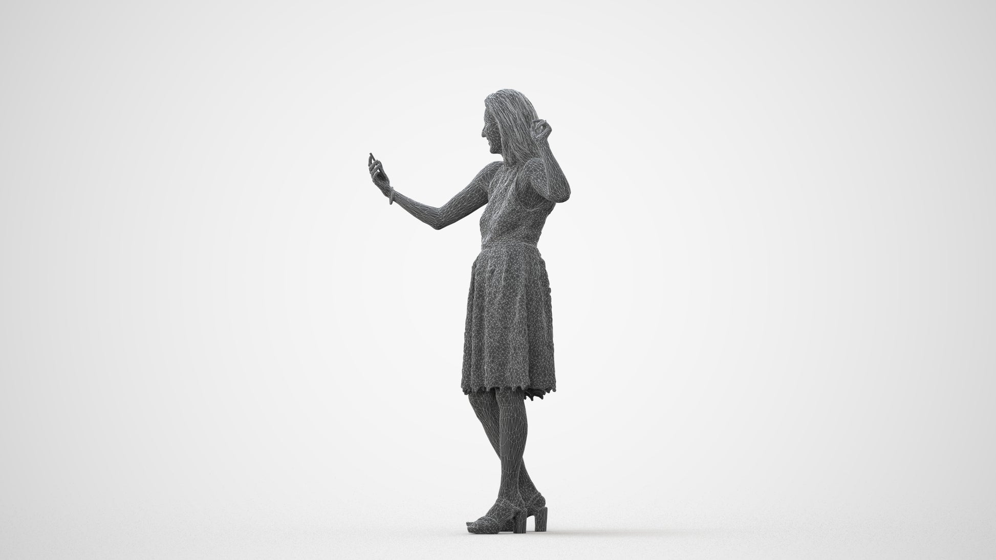 scanned 3D woman formal standing, photogrammetry people for Enscape and V-Ray, square thumbnail