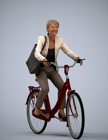 realistic 3D people senior woman business cycling, render-ready for V-Ray and Corona, FBX OBJ