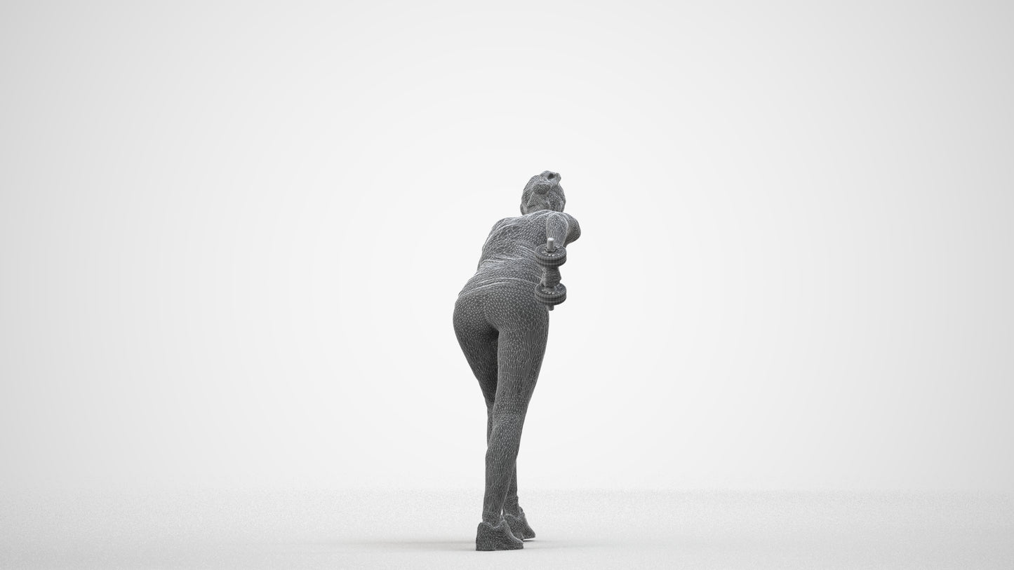 3D people model woman sport, scanned human for 3ds Max rendering, wireframe side view
