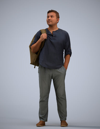 realistic 3D people man casual standing, render-ready for V-Ray and Corona, FBX OBJ