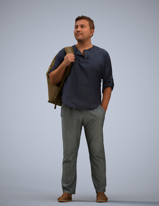 realistic 3D people man casual standing, render-ready for V-Ray and Corona, FBX OBJ