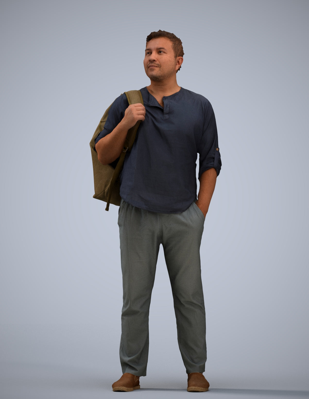 realistic 3D people man casual standing, render-ready for V-Ray and Corona, FBX OBJ