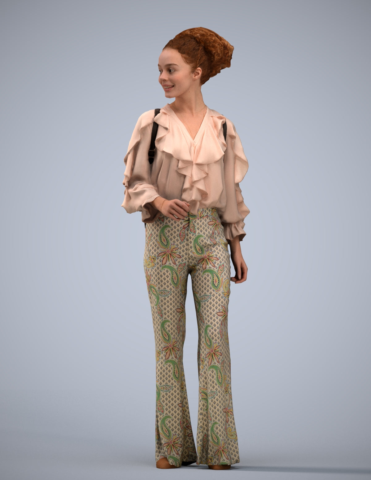 scanned 3D woman casual standing, photogrammetry people for Enscape and V-Ray