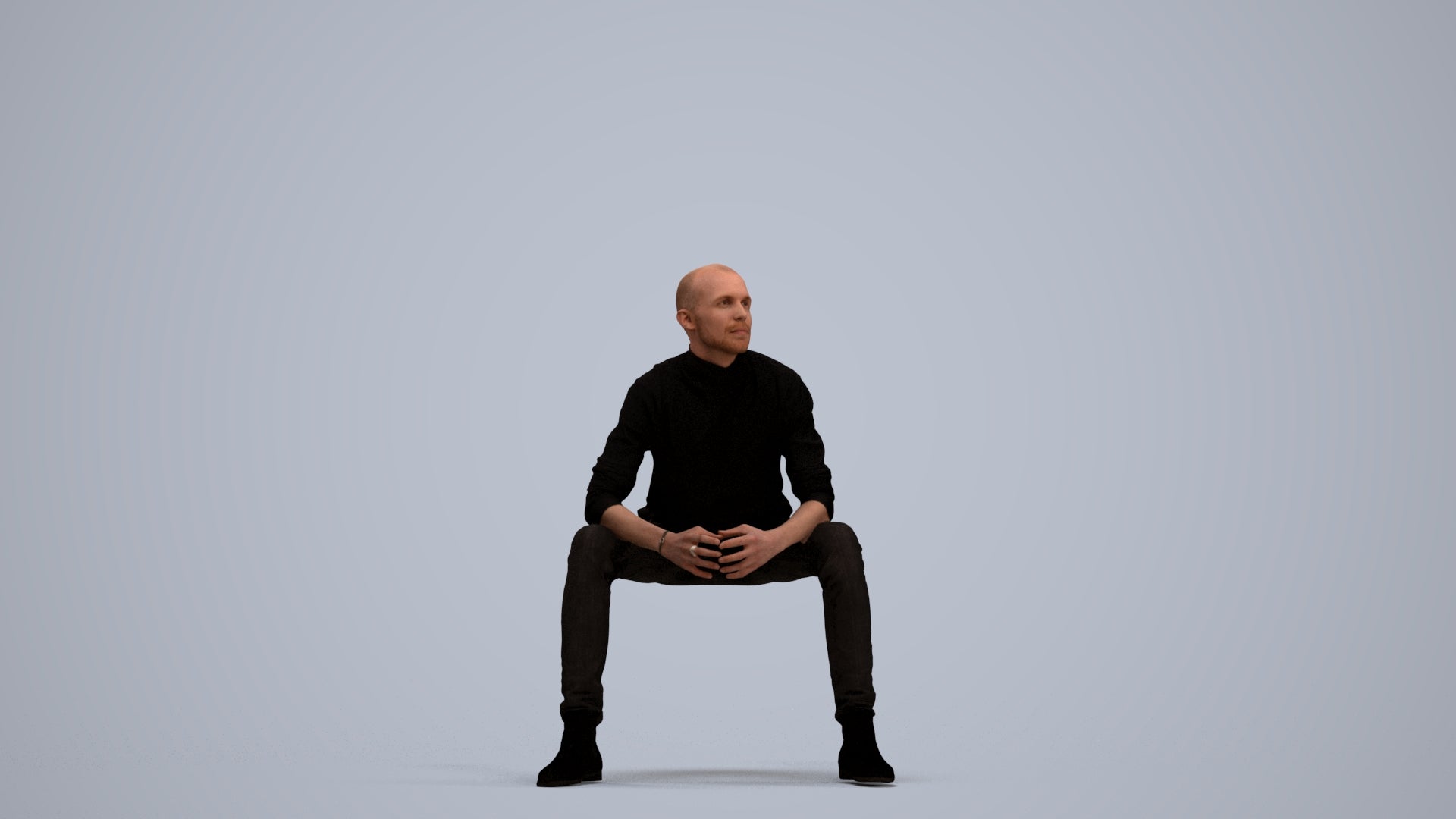 realistic 3D human man casual sitting, archviz people FBX OBJ for Blender, standing pose render