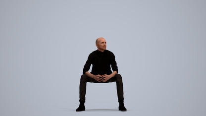 realistic 3D human man casual sitting, archviz people FBX OBJ for Blender, standing pose render