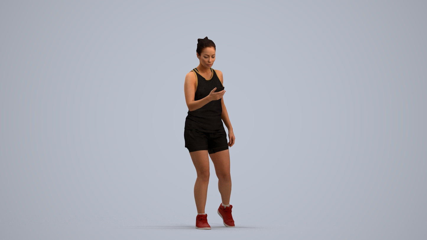 scanned 3D woman sport, photogrammetry people for Enscape and V-Ray, standing pose render