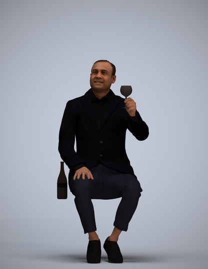 scanned 3D man casual cycling, photogrammetry people for Enscape and V-Ray