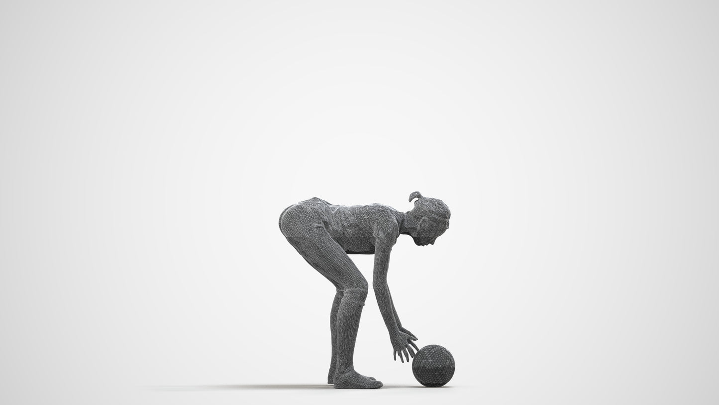 realistic 3D people woman sport, render-ready for V-Ray and Corona, FBX OBJ, wireframe side view