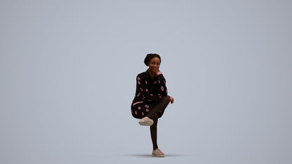 realistic 3D human woman casual sitting, archviz people FBX OBJ for Blender, standing pose render