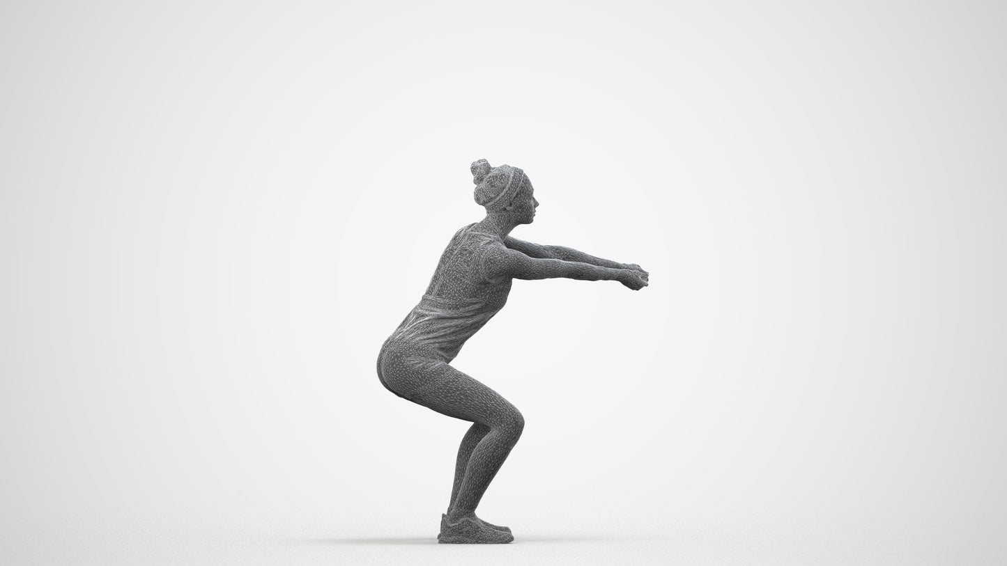 realistic 3D people girl sport, render-ready for V-Ray and Corona, FBX OBJ, wireframe side view