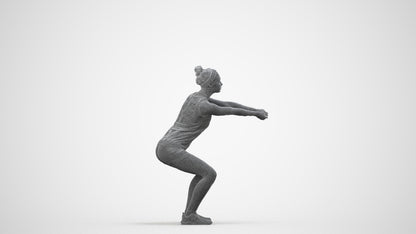 realistic 3D people girl sport, render-ready for V-Ray and Corona, FBX OBJ, wireframe side view