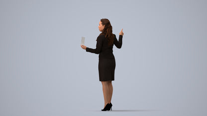 photogrammetry 3D woman business, realistic human model archviz FBX, three-quarter view render