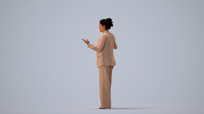 realistic 3D human woman business, archviz people FBX OBJ for Blender, three-quarter view render