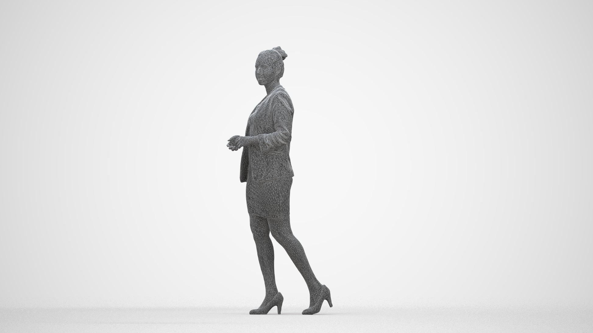 scanned 3D woman business, photogrammetry people for Enscape and V-Ray, back view render